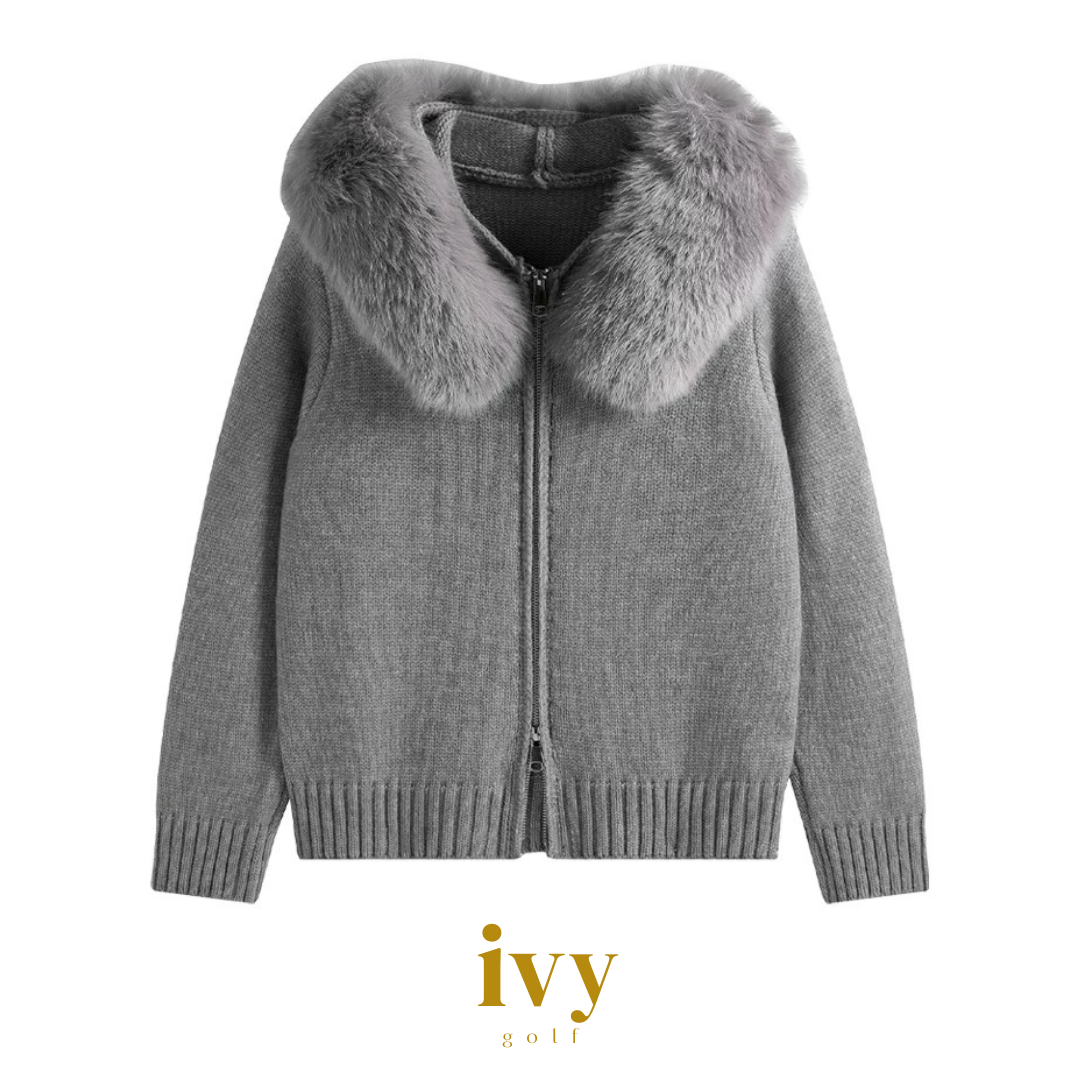ivy golf フェイクファーカラージップアップカーディガン フェイクファーカラージップアップカーディガン – IVY golf