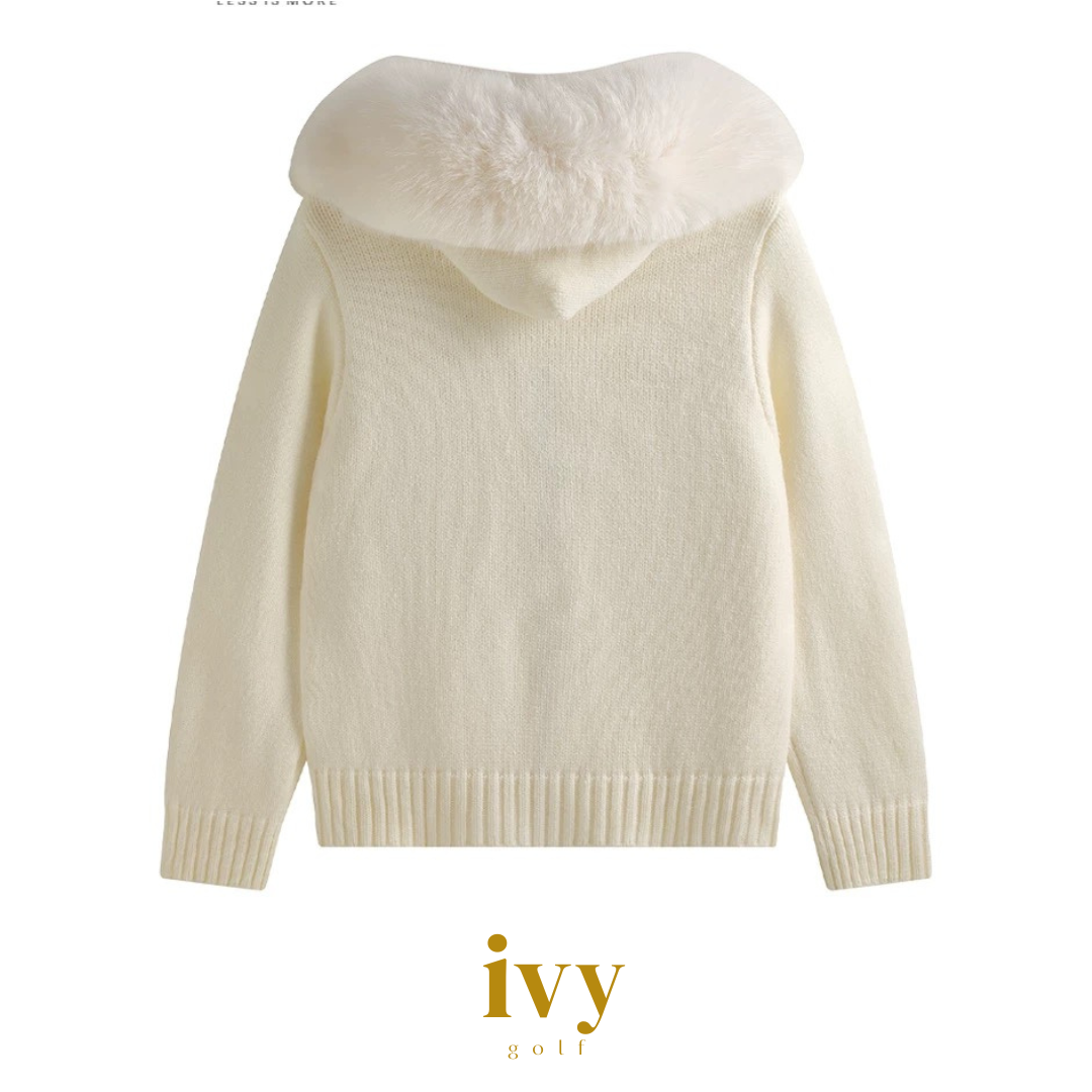 フェイクファーカラージップアップカーディガン – IVY golf