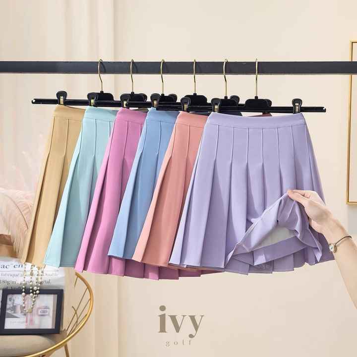 ivygolf アイビーゴルフ　フロントプリーツベルキュロットスカート　グレー ivygolf アイビーゴルフ フロントプリーツベルキュロット