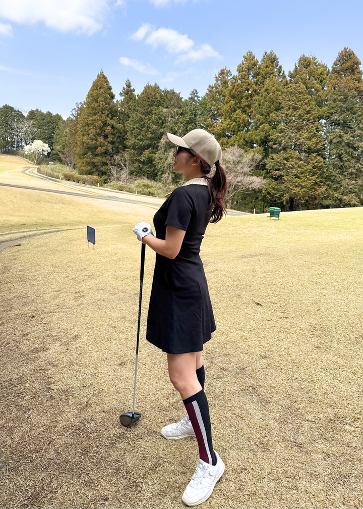 即納】コントラストミリーポロワンピース – IVY golf