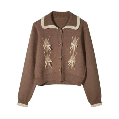 グレースリボンアーガイルカーディガン