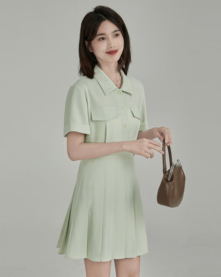 Ivy golf ドッキングシャツプリーツワンピース　ゴルフウェア　ベルト ドッキングシャツプリーツワンピース – IVY golf