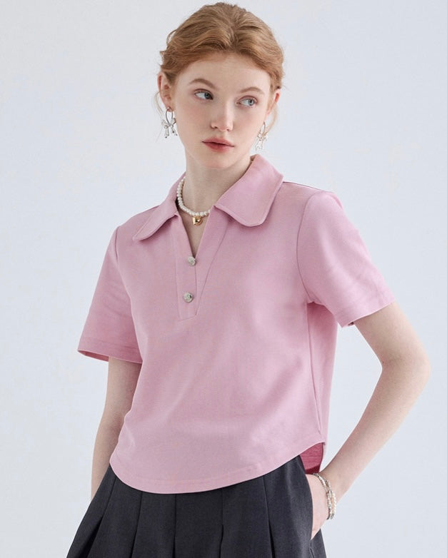 Two button V neck polo shirt