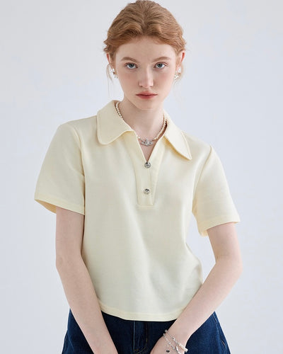 Two button V neck polo shirt