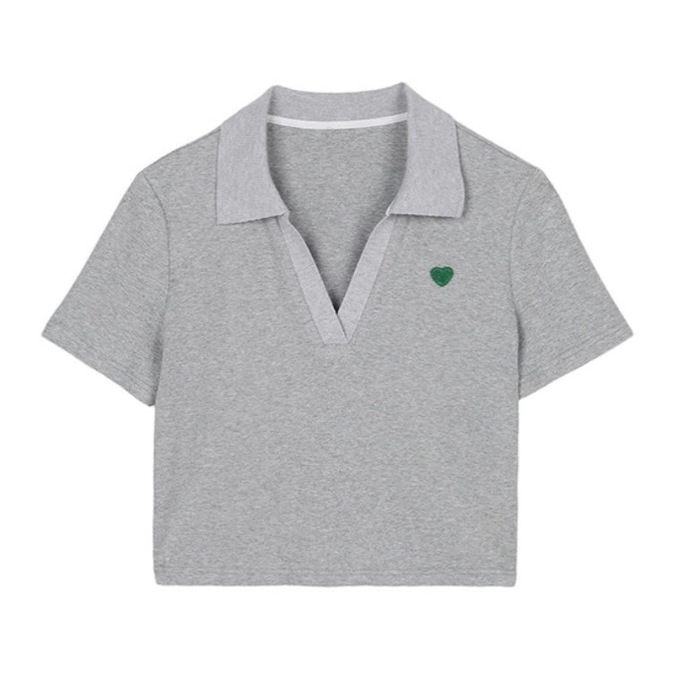 One Point Heart V neck polo shirt