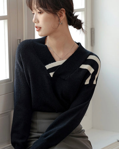 V -Neckline Soft Knit Pullover