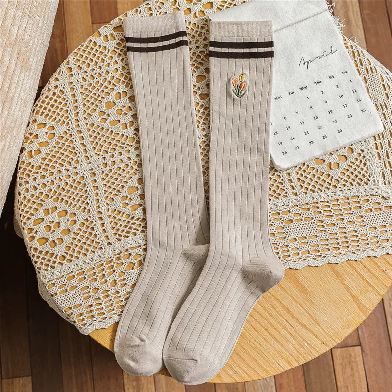 Floral Argyle Emily Socks