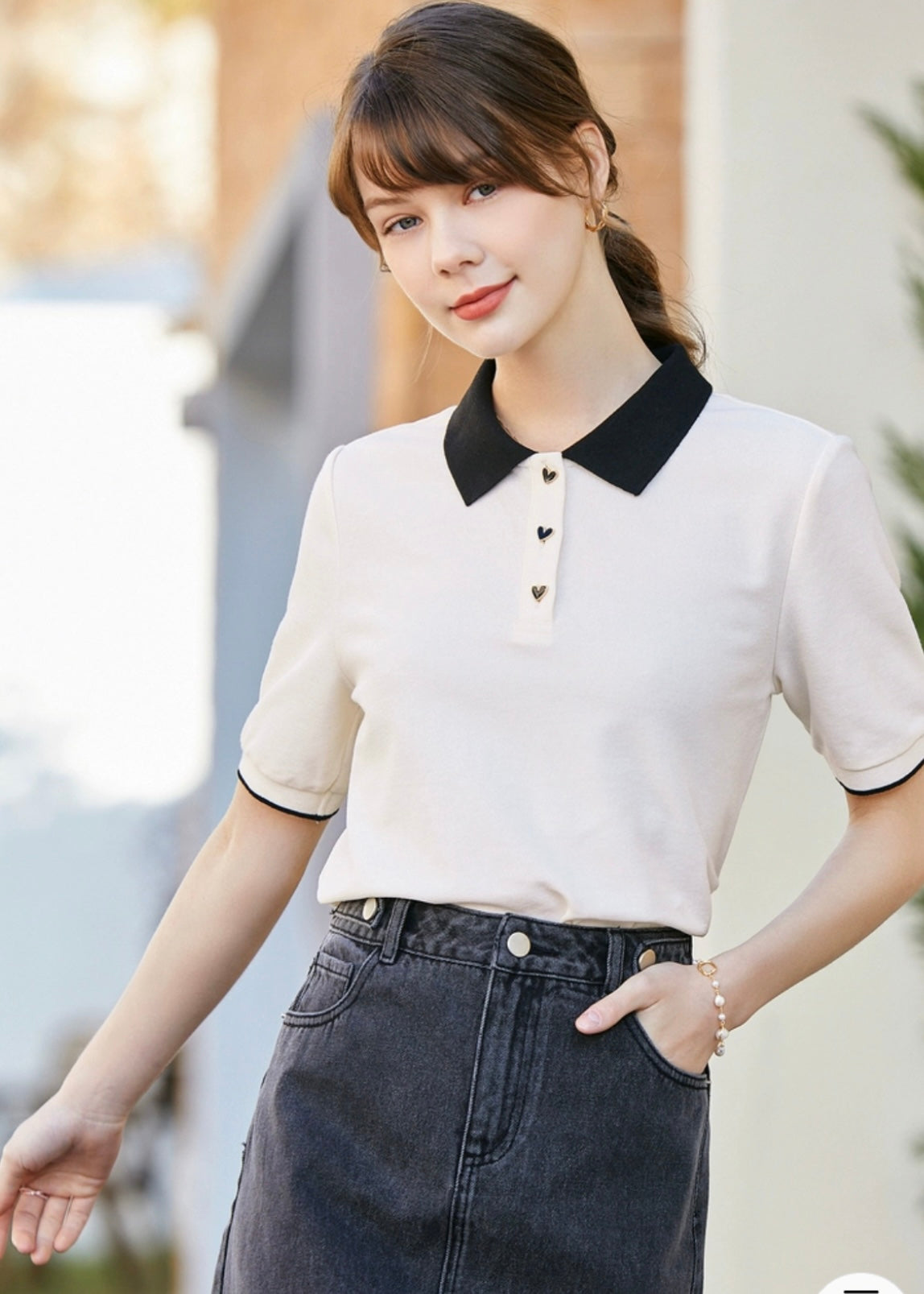 Heart button Catherine polo shirt