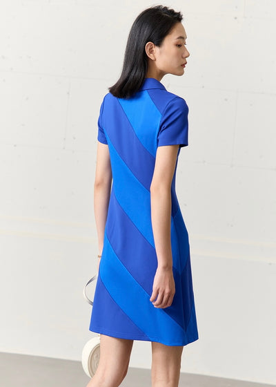 Two -tone diagnal stripedress