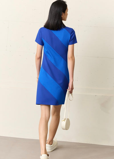 Two -tone diagnal stripedress