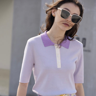 Triple tone pastel color polo shirt