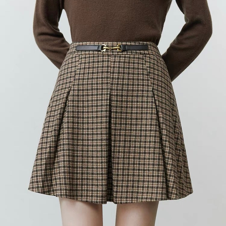 Autumn check tuck skirt with belt – IVY golf(アイビーゴルフ)