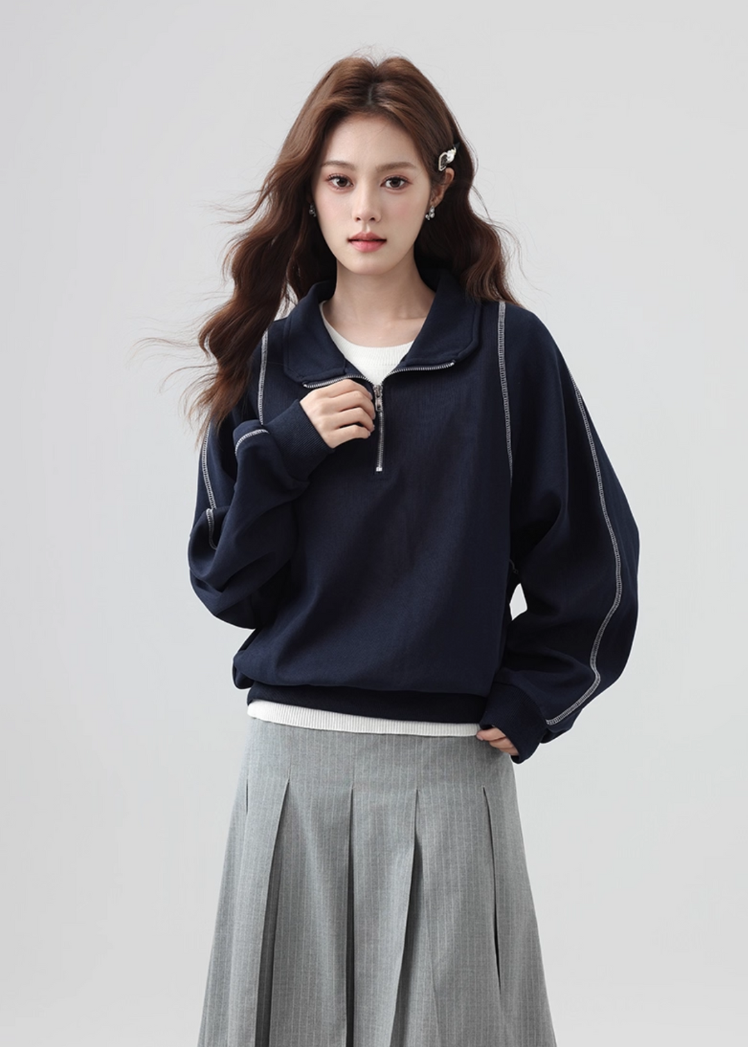 夏セール！Ivy golf ノースリーブフリル袖ワンピース ネイビー VictoriaBiCollarOnepiece91_108