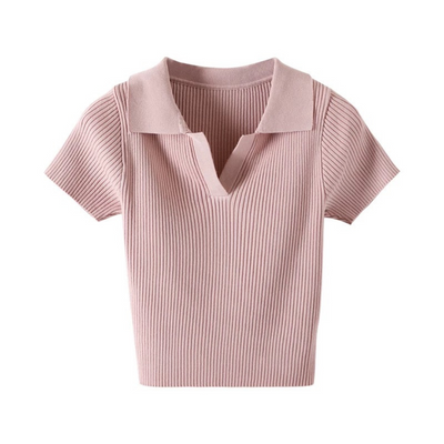 No botan rib knit polo shirt