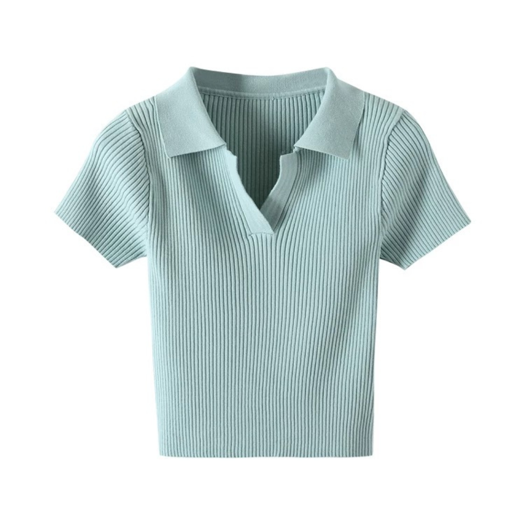 No botan rib knit polo shirt