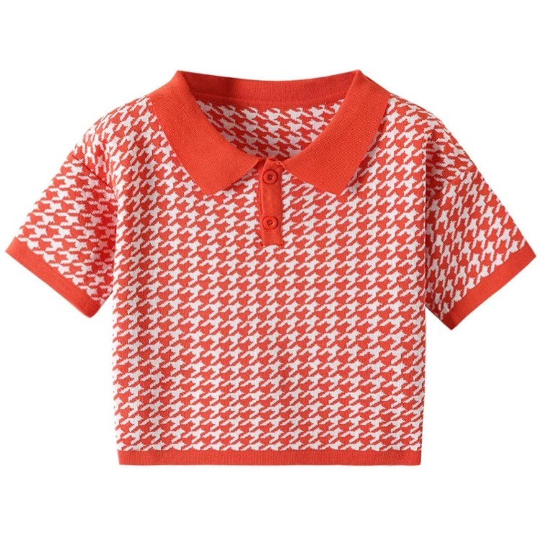 1PIU1UGUALE3 GOLF 千鳥柄 半袖ポロシャツ サイズⅤ 1PIU1UGUALE3 GOLF 千鳥柄 半袖ポロシャツ サイズⅤ