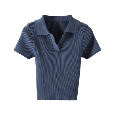 No botan rib knit polo shirt