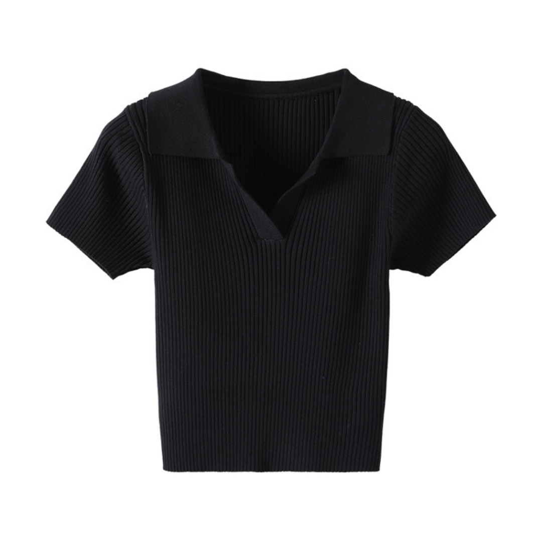 No botan rib knit polo shirt