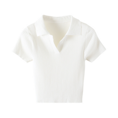 No botan rib knit polo shirt