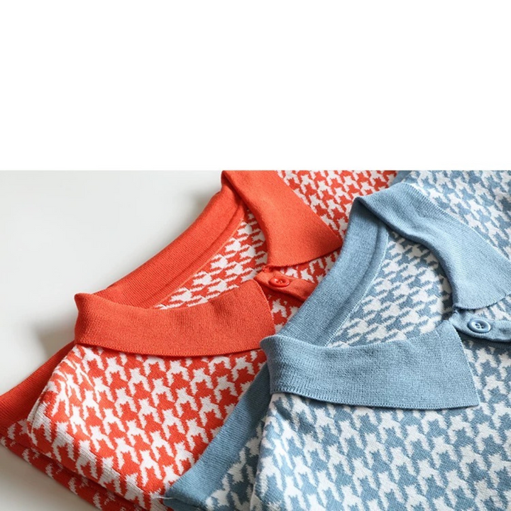 ivy golf ポロシャツ 千鳥柄ニットポロシャツ – IVY golf
