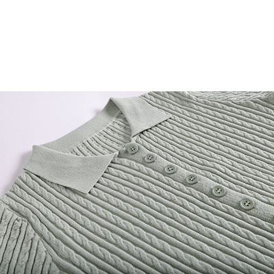 Detail cable knit polo shirt