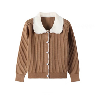 Stitch color rib knit cardigan