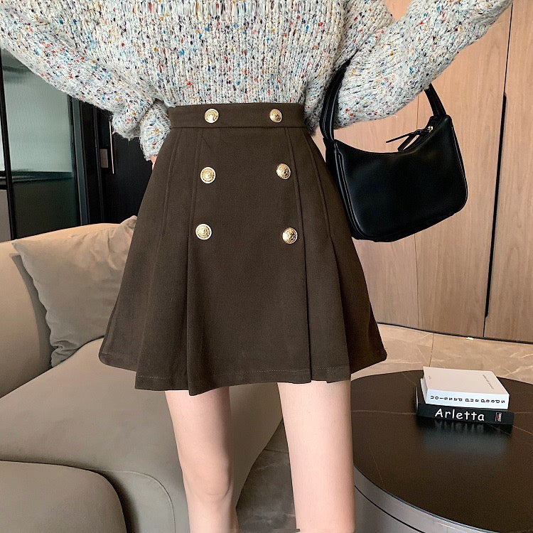 Gold button box skirt