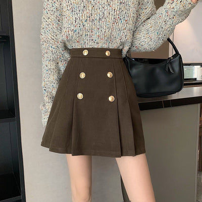 Gold button box skirt