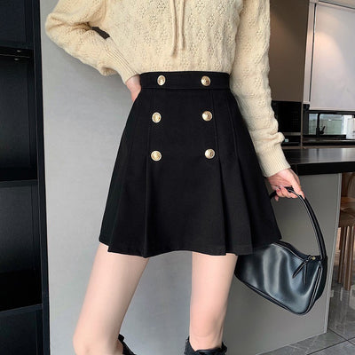 Gold button box skirt