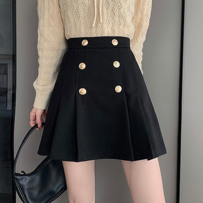 Gold button box skirt