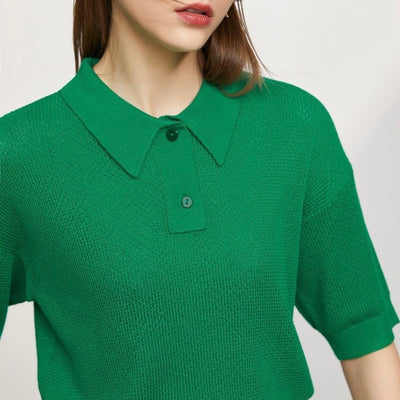 Half sleeve knit polo shirt