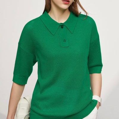 Half sleeve knit polo shirt