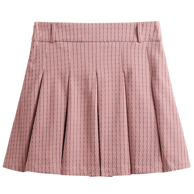 Stripe Stitch Pleated Skirt