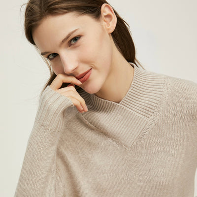 High V neck knit pullover