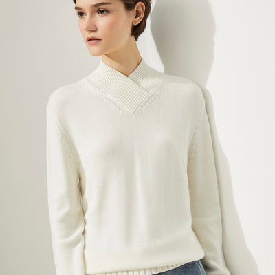 High V neck knit pullover